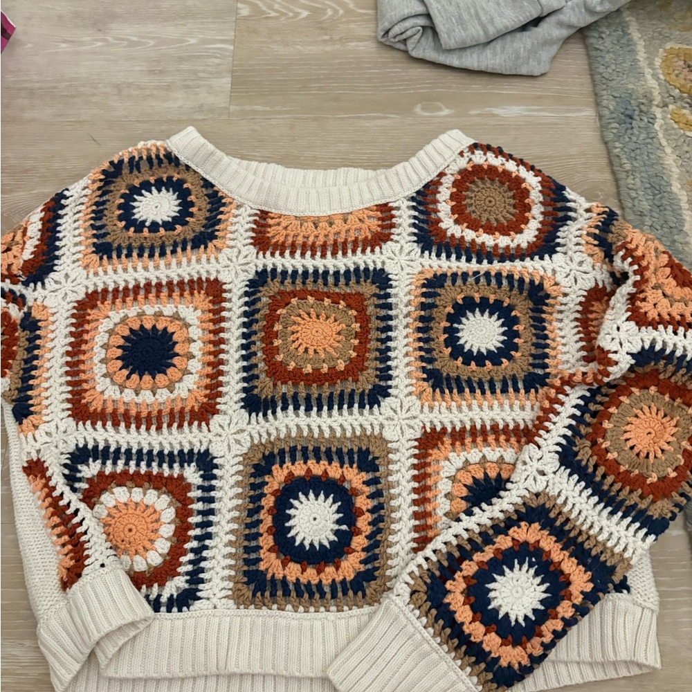 American Eagle Outfitters Crochet Patchwork Sweater